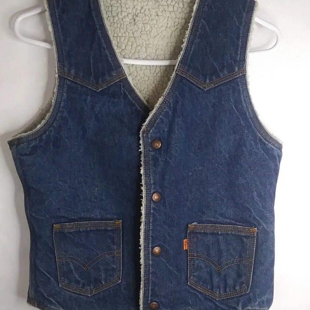70’s Vintage LEVIS Orange Tab Sherpa Lined Denim Vest SEE PICS FOR SIZES USA